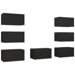 Vidaxl meubles tv 7 pcs noir 30, 5x30x60 cm agglomr