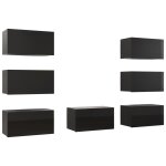 Vidaxl meubles tv 7 pcs noir brillant 30, 5x30x60 cm agglom�r�