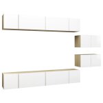 Vidaxl meubles tv 8 pcs blanc et chęne sonoma aggloméré Vidaxl meubles tv 8 pcs blanc et chęne sonoma aggloméré