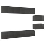 Vidaxl meubles tv 8 pcs gris brillant agglomr