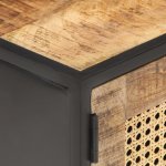 Vidaxl meuble tv 90x30x40 cm bois de manguier brut et canne naturelle