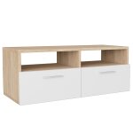 Vidaxl meuble tv aggloméré 95 x 35 x 36 cm chêne et blanc Vidaxl meuble tv aggloméré 95 x 35 x 36 cm chêne et blanc