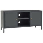 Vidaxl meuble tv anthracite 105x35x52 cm acier et verre