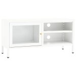 Vidaxl meuble tv blanc 90x30x44 cm acier et verre