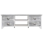 Vidaxl meuble tv blanc et gris 115x30x40 cm bois de paulownia