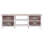 Vidaxl meuble tv blanc et marron 115x30x40 cm bois de paulownia