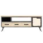 Vidaxl meuble tv bois de manguier massif et acier 120 x 30 x 45 cm