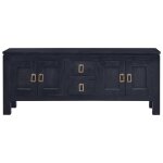 Vidaxl meuble tv caf noir clair 110x30x45 cm bois d'acajou massif