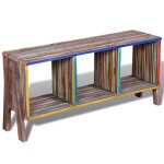 Vidaxl meuble tv empilable color en teck recycl avec 3 tagres