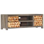 Vidaxl meuble tv gris 120 x 30 x 40 cm bois massif de manguier