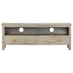 Vidaxl meuble tv gris 120x30x45 cm bois solide de manguier