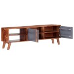 Vidaxl meuble tv gris 140x30x45 cm bois massif