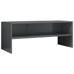 Vidaxl meuble tv gris brillant 100 x 40 x 40 cm agglomr