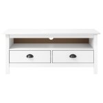 Vidaxl meuble tv hill range blanc 110x40x47cm bois de pin solide