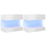 Vidaxl meubles tv avec lumi�res led 2 pcs blanc brillant 60x35 cm