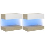 Vidaxl meubles tv avec lumi�res led 2pcs blanc et ch�ne sonoma 60x35cm
