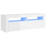 Vidaxl meuble tv avec lumi�res led blanc brillant 120x35x40 cm