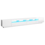 Vidaxl meuble tv avec lumires led blanc brillant 300x35x40 cm