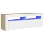 Vidaxl meuble tv avec lumi�res led blanc et ch�ne sonoma 120x35x40 cm