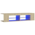 Vidaxl meuble tv avec lumi�res led blanc et ch�ne sonoma 135x39x30 cm