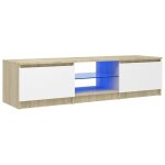 Vidaxl meuble tv avec lumières led blanc et chêne sonoma 140x40x35, 5cm Vidaxl meuble tv avec lumières led blanc et chêne sonoma 140x40x35, 5cm