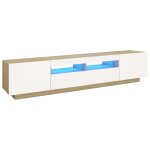 Vidaxl meuble tv avec lumires led blanc et chne sonoma 200x35x40 cm