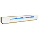 Vidaxl meuble tv avec lumires led blanc et chne sonoma 300x35x40 cm