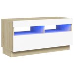 Vidaxl meuble tv avec lumi�res led blanc et ch�ne sonoma 80x35x40 cm