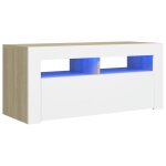 Vidaxl meuble tv avec lumi�res led blanc et ch�ne sonoma 90x35x40 cm