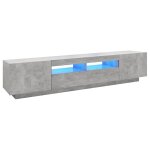 Vidaxl meuble tv avec lumi�res led gris b�ton 200x35x40 cm