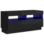 Vidaxl meuble tv avec lumi�res led noir brillant 80x35x40 cm