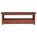 Vidaxl meuble tv marron 115x30x40 cm bois d'acajou massif