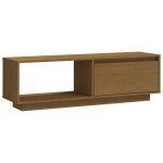 Vidaxl meuble tv marron miel 110x30x33, 5 cm bois de pin massif Vidaxl meuble tv marron miel 110x30x33, 5 cm bois de pin massif