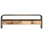 Vidaxl meuble tv marron et noir 120x30x40 cm manguier massif brut