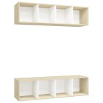 Vidaxl meubles tv muraux 2 pcs blanc et chne sonoma agglomr