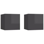 Vidaxl meubles tv muraux 2 pcs gris brillant 30, 5x30x30 cm