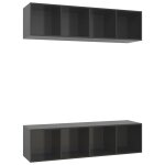 Vidaxl meubles tv muraux 2 pcs gris brillant agglomr