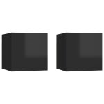 Vidaxl meubles tv muraux 2 pcs noir brillant 30, 5x30x30 cm
