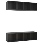 Vidaxl meubles tv muraux 2 pcs noir brillant agglomr