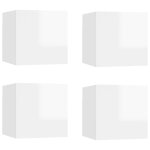 Vidaxl meubles tv muraux 4 pcs blanc brillant 30, 5x30x30 cm