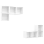 Vidaxl meubles tv muraux 4 pcs blanc brillant agglomr