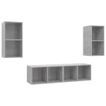 Vidaxl meubles tv muraux 4 pcs gris bton agglomr