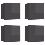 Vidaxl meubles tv muraux 4 pcs gris brillant 30, 5x30x30 cm