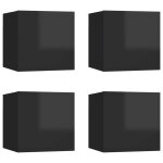 Vidaxl meubles tv muraux 4 pcs noir brillant 30, 5x30x30 cm
