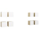 Vidaxl meubles tv muraux 8 pcs blanc et chne sonoma 30, 5x30x30 cm