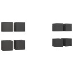 Vidaxl meubles tv muraux 8 pcs gris 30, 5x30x30 cm
