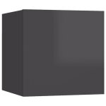 Vidaxl meuble tv mural gris brillant 30, 5x30x30 cm