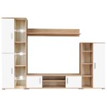 Vidaxl meuble tv mural avec lumire led chne sonoma et blanc