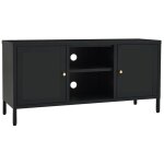 Vidaxl meuble tv noir 105x35x52 cm acier et verre