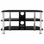 Vidaxl meuble tv noir 75x40x40 cm verre tremp